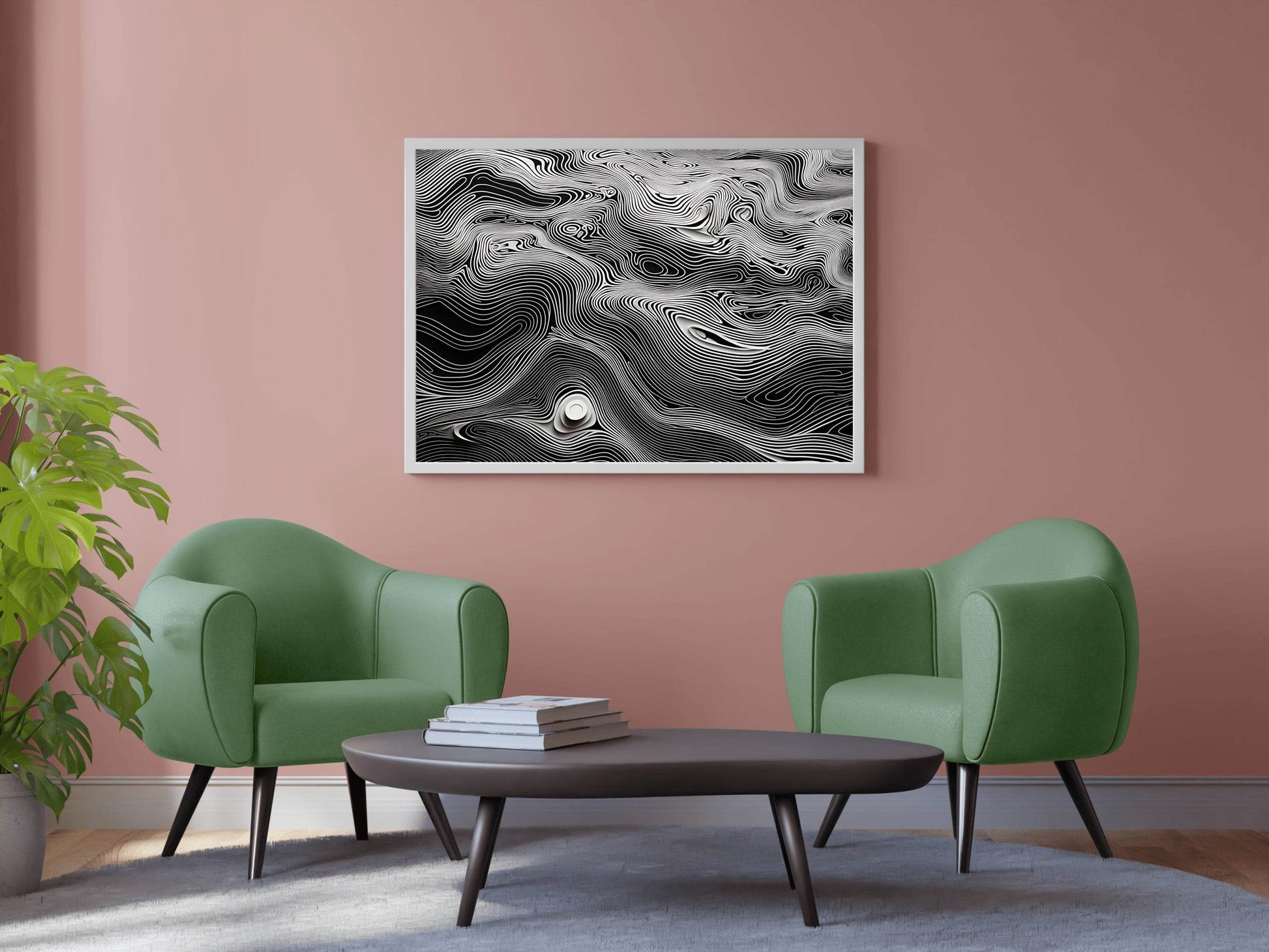 Wavy White Topography Abstract Wall Art - beink online art store