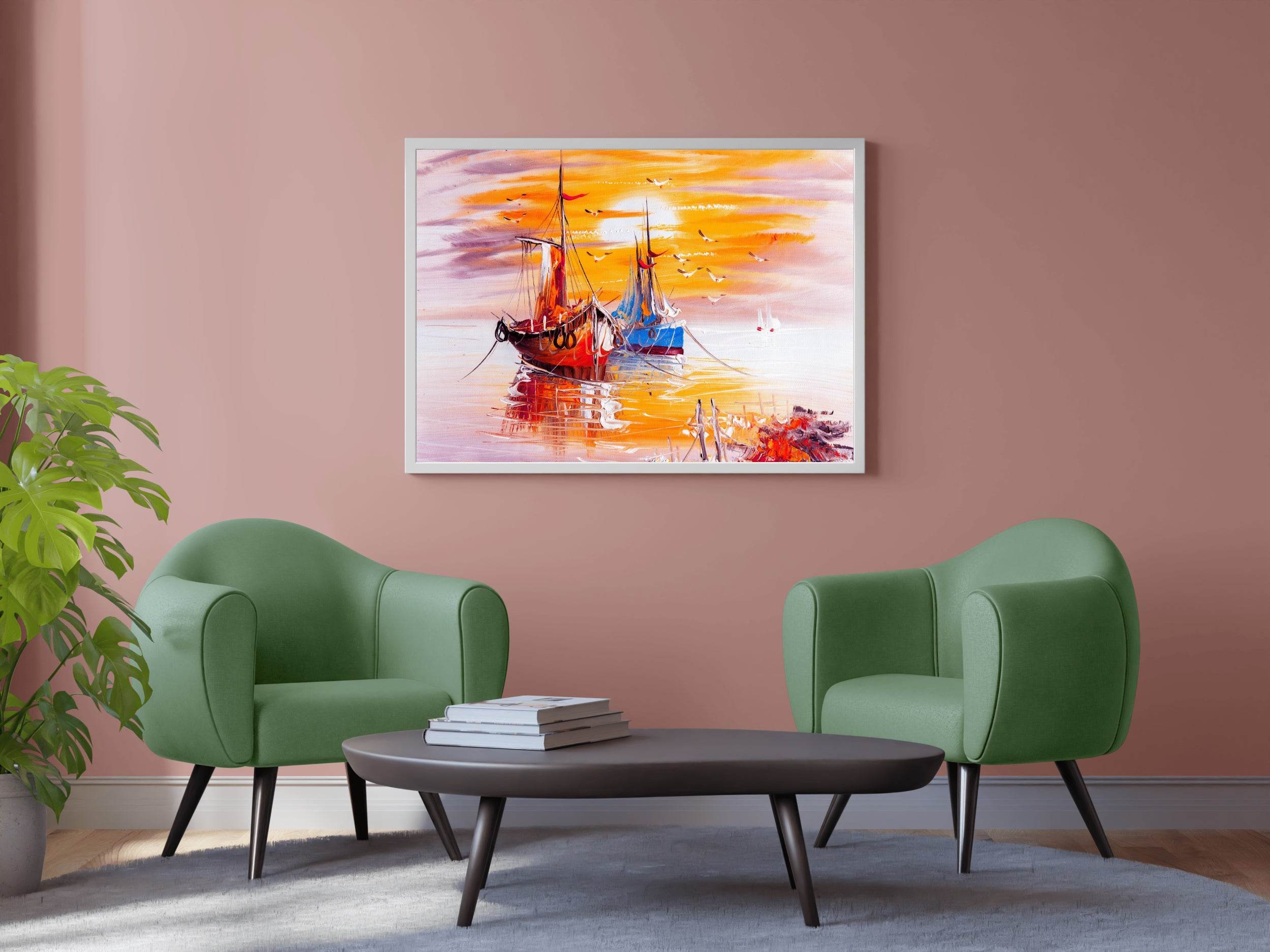 Watercolor Painting of Cargo Ship Wall Art - beink online art store