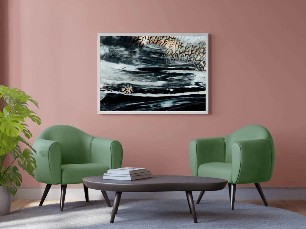 Dark Textured Oil Painting Abstract Wall Art - beink online art store