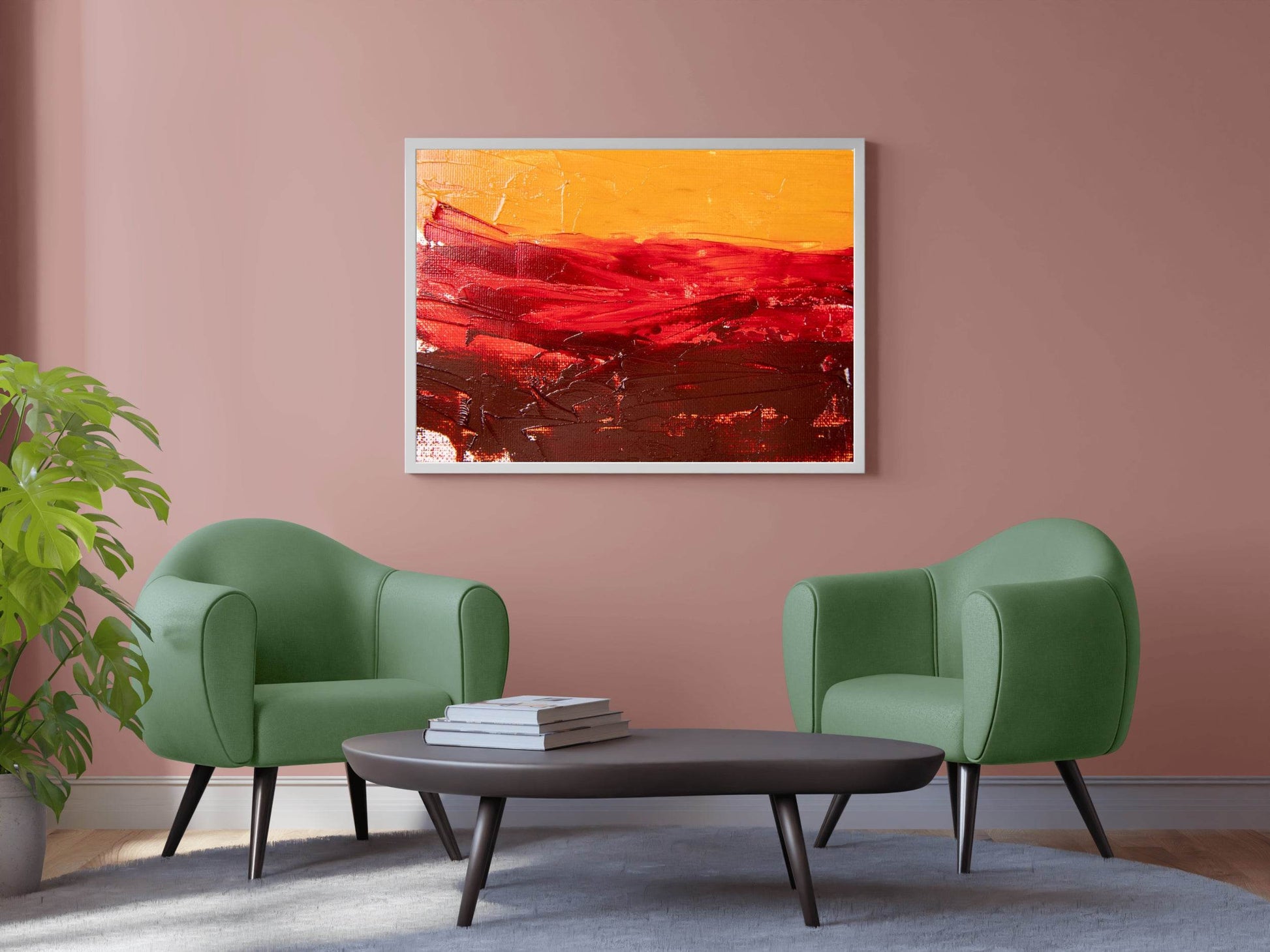 Crimson Oil Painting Abstract Wall Art - beink online art store