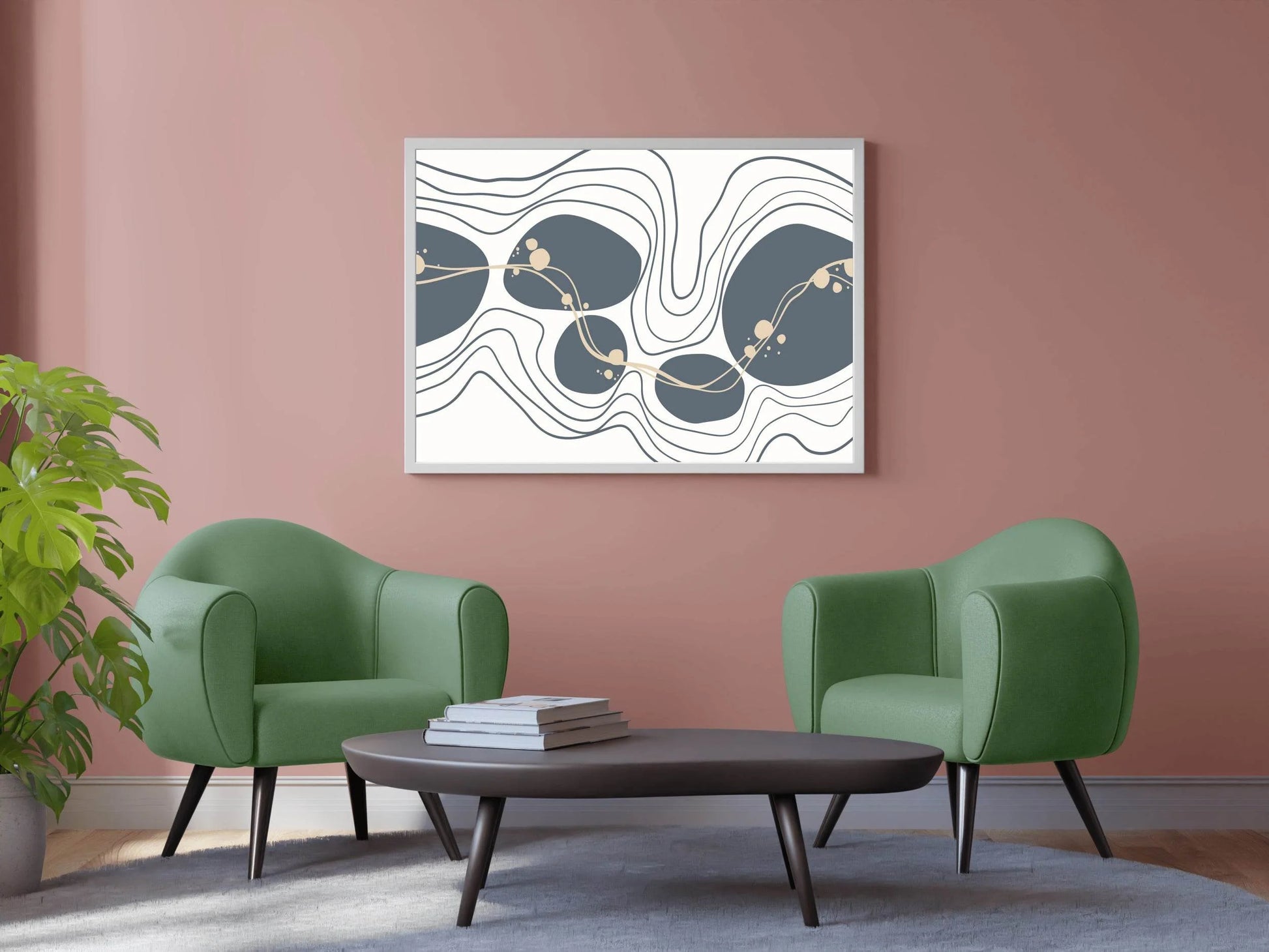 Wavy Handdrawn Shape Abstract Wall Art - beink online art store