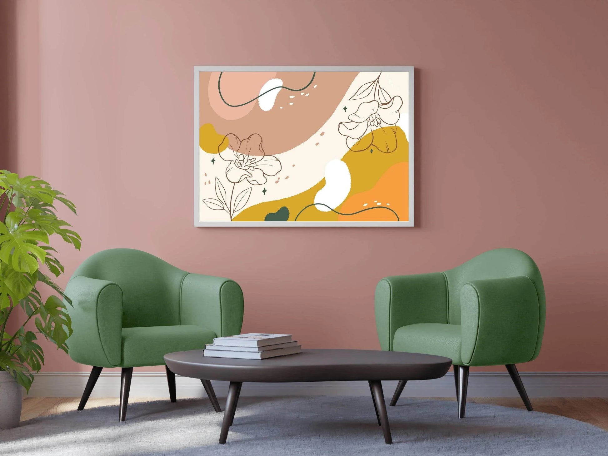 Zinnia Elegans Flower Leaves Wall Art - beink online art store