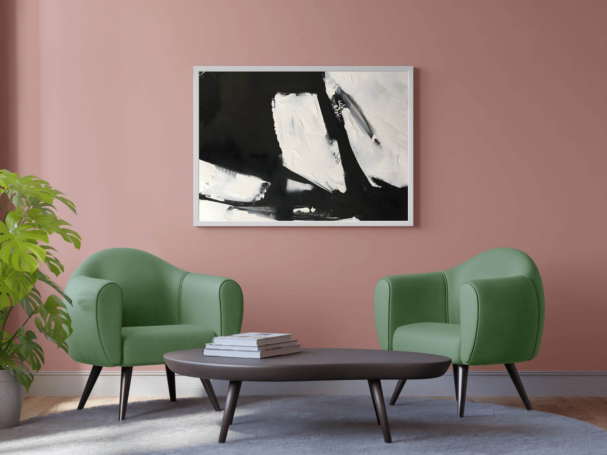 Black and White Paint Brush Strokes Wall Art - beink online art store