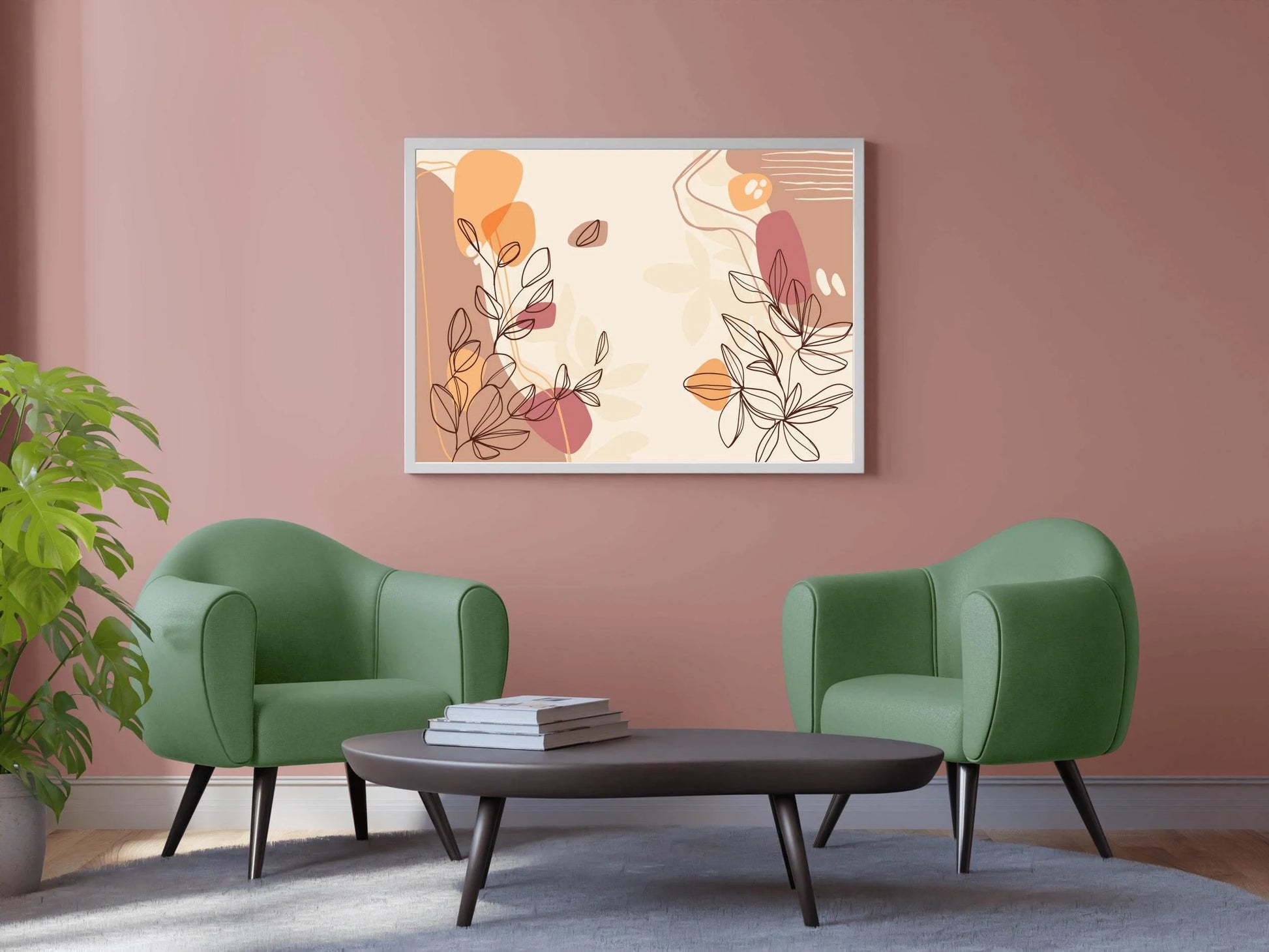 African Daisy Flower Branch Wall Art - beink online art store