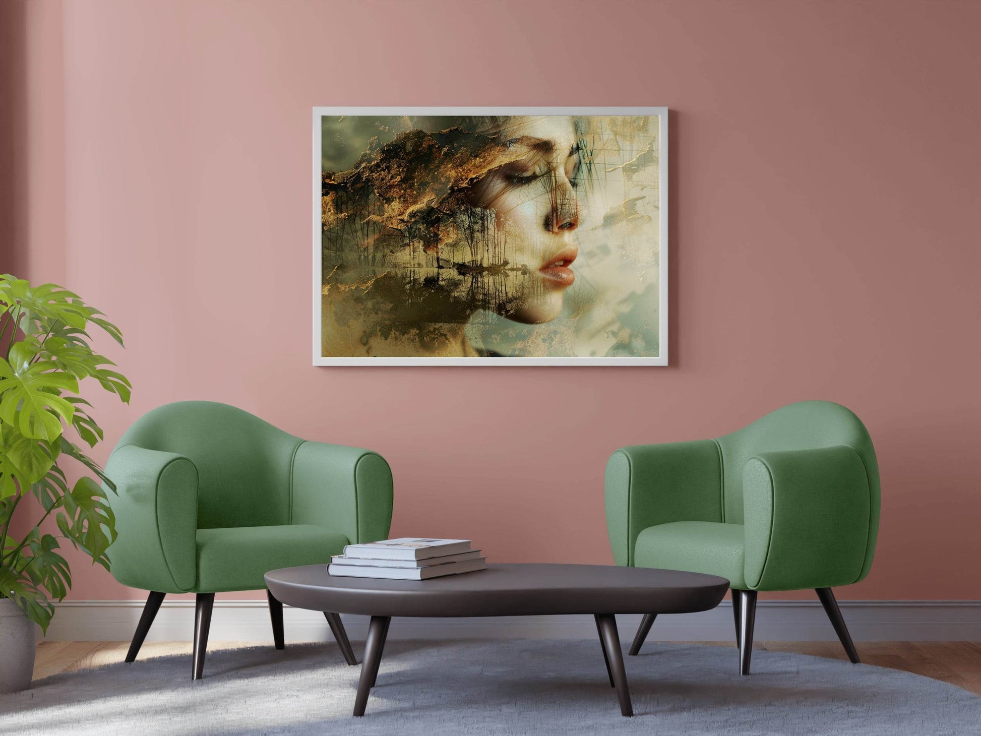 Women Face Merging With Reflections of Nature Digital Art - beink online art store