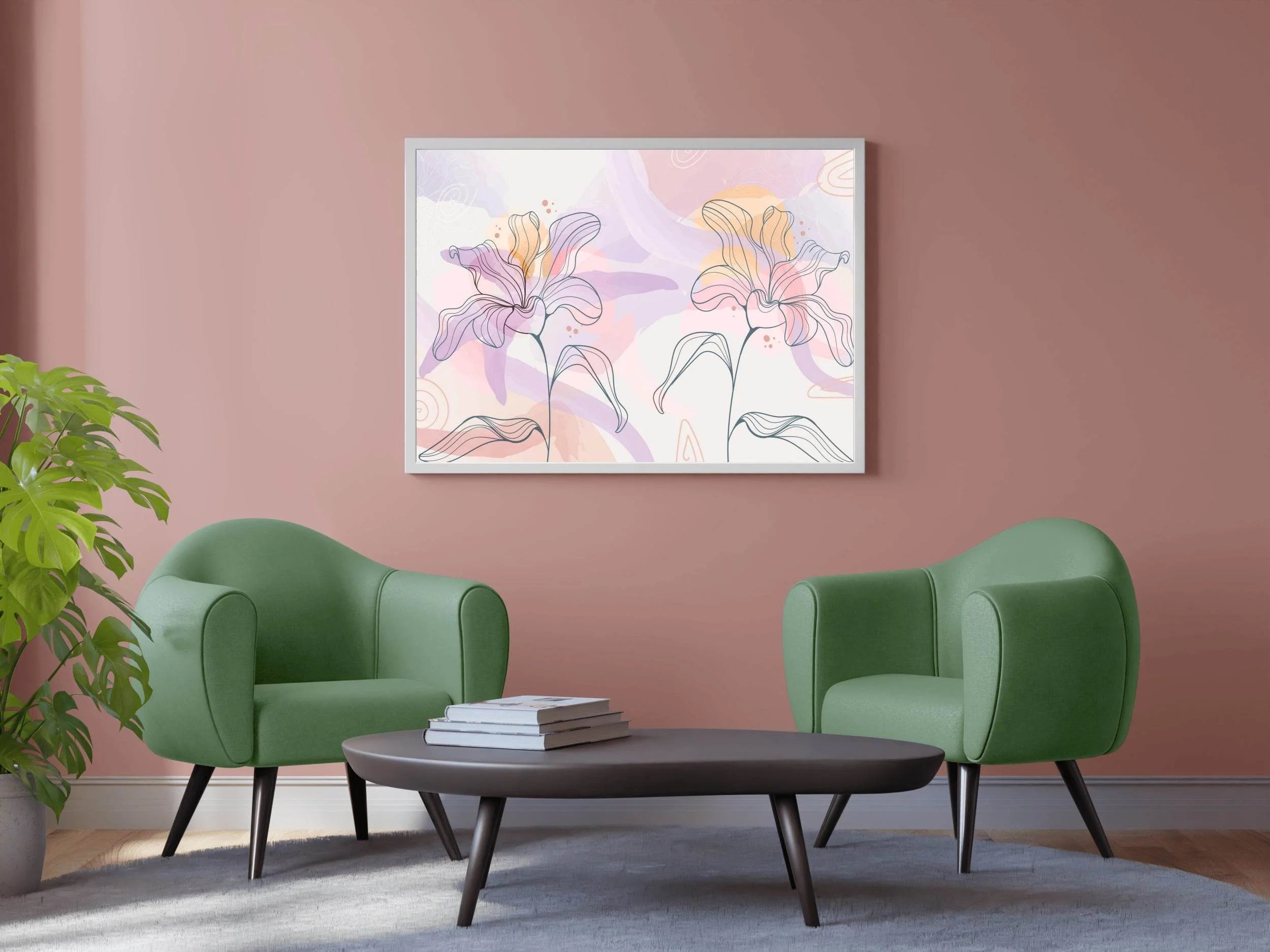 Linear Alstroemeria Flower Wall Art - beink online art store