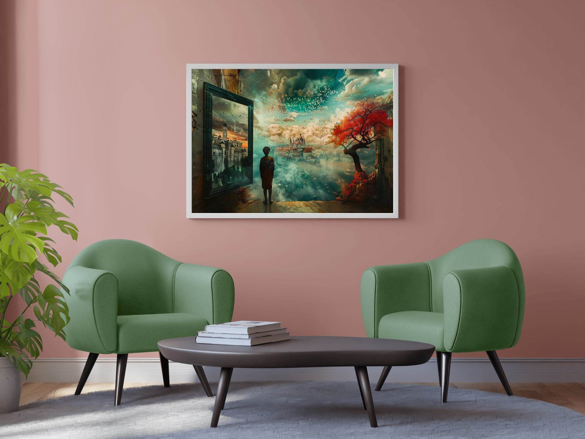 Digital Art of a Man is Looking at the Buildings - beink online art store