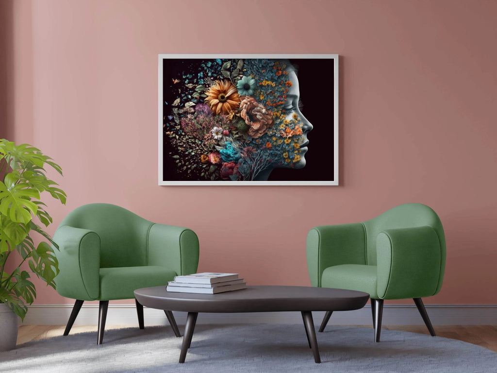 Women Face With Flowers Digital Art - beink online art store