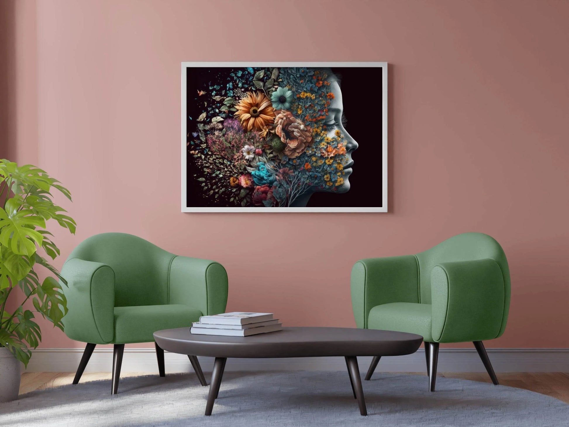 Women Face With Flowers Digital Art - beink online art store