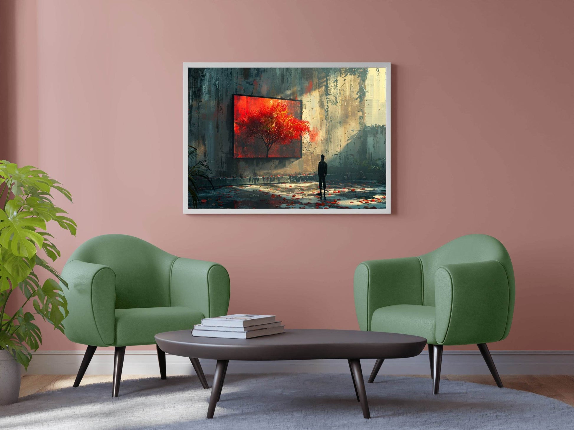 Person Watching the Red Tree Painting Digital Art - beink online art store