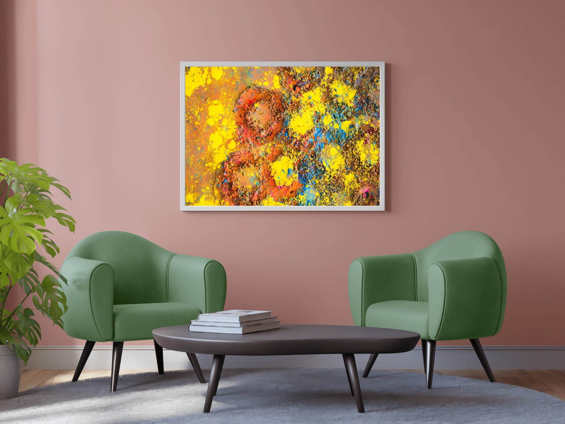 Round Prints on Painted Surface Abstract Wall Art - beink online art store