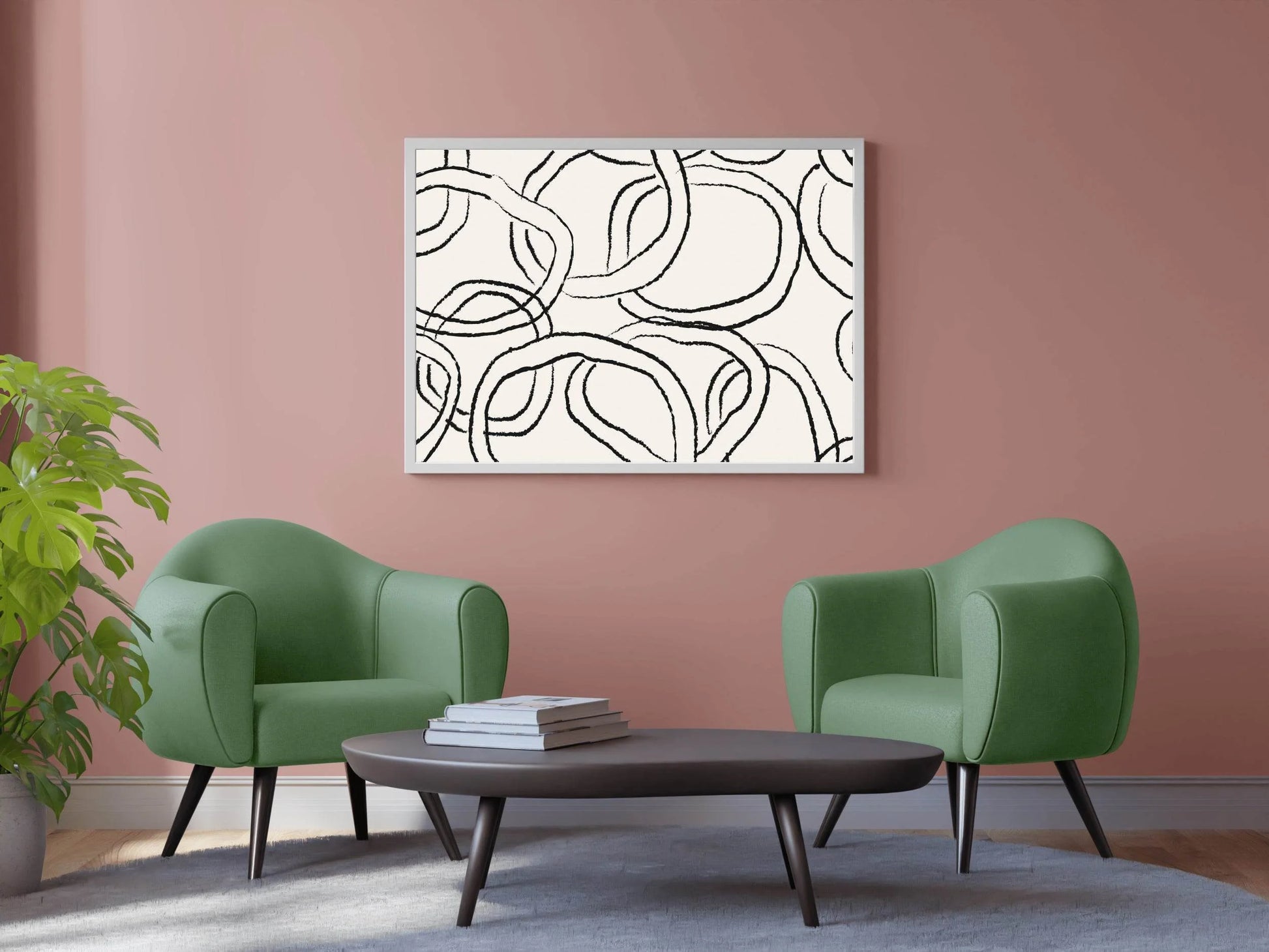 Black Leaf Pattern Abstract Wall Art - beink online art store