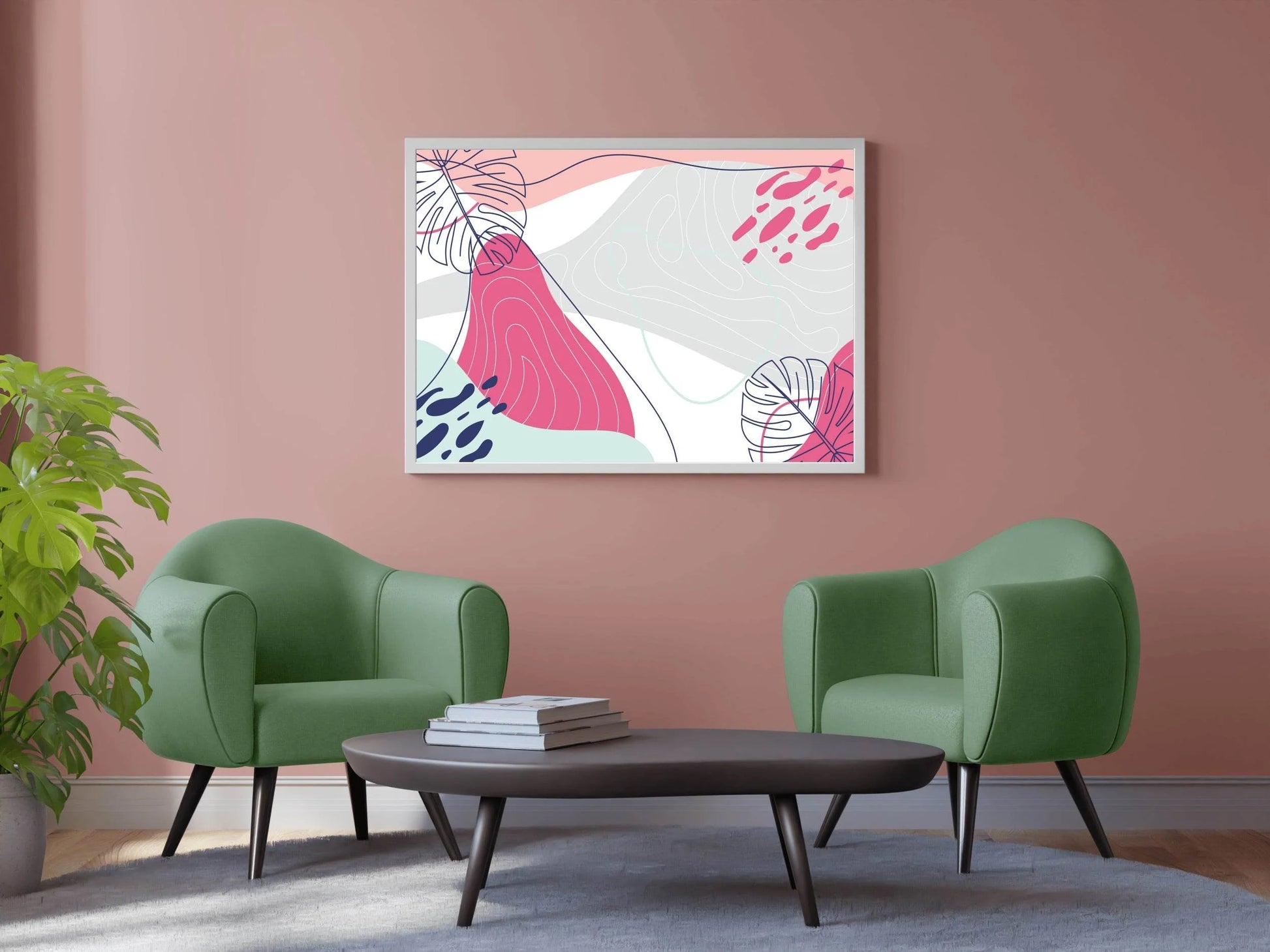 Monstera Deliciosa Flower With Pink Background Wll Art - beink online art store