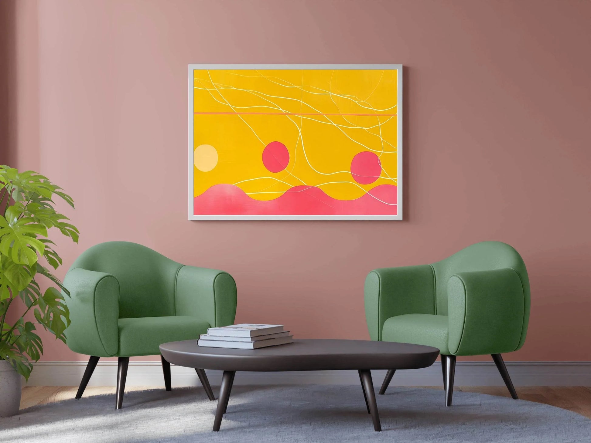 Floating Circles Abstract with Vibrant Waves - beink online art store