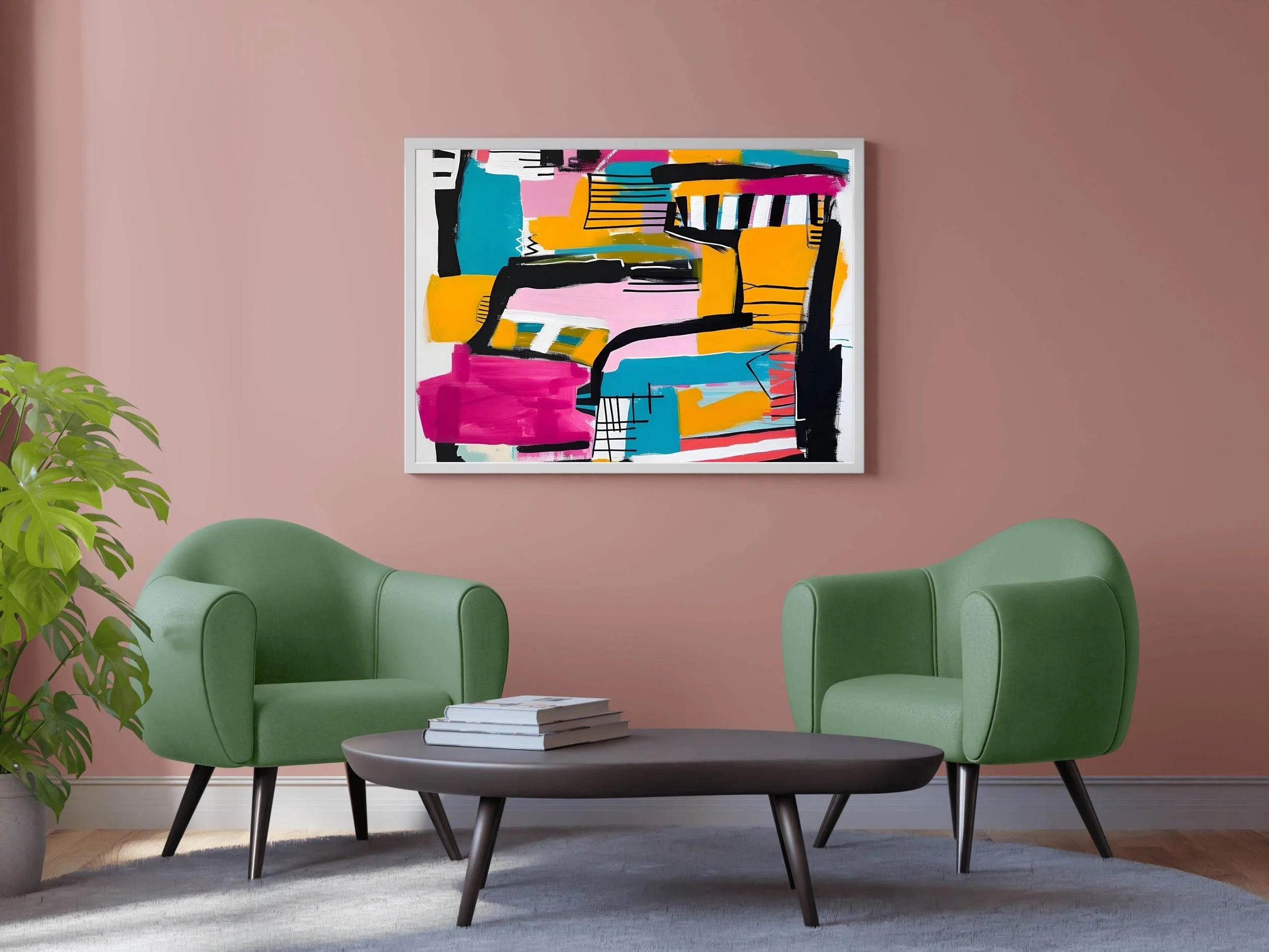 Abstract Compositions with Geometric Shapes Abstract Brushstrokes - beink online art store