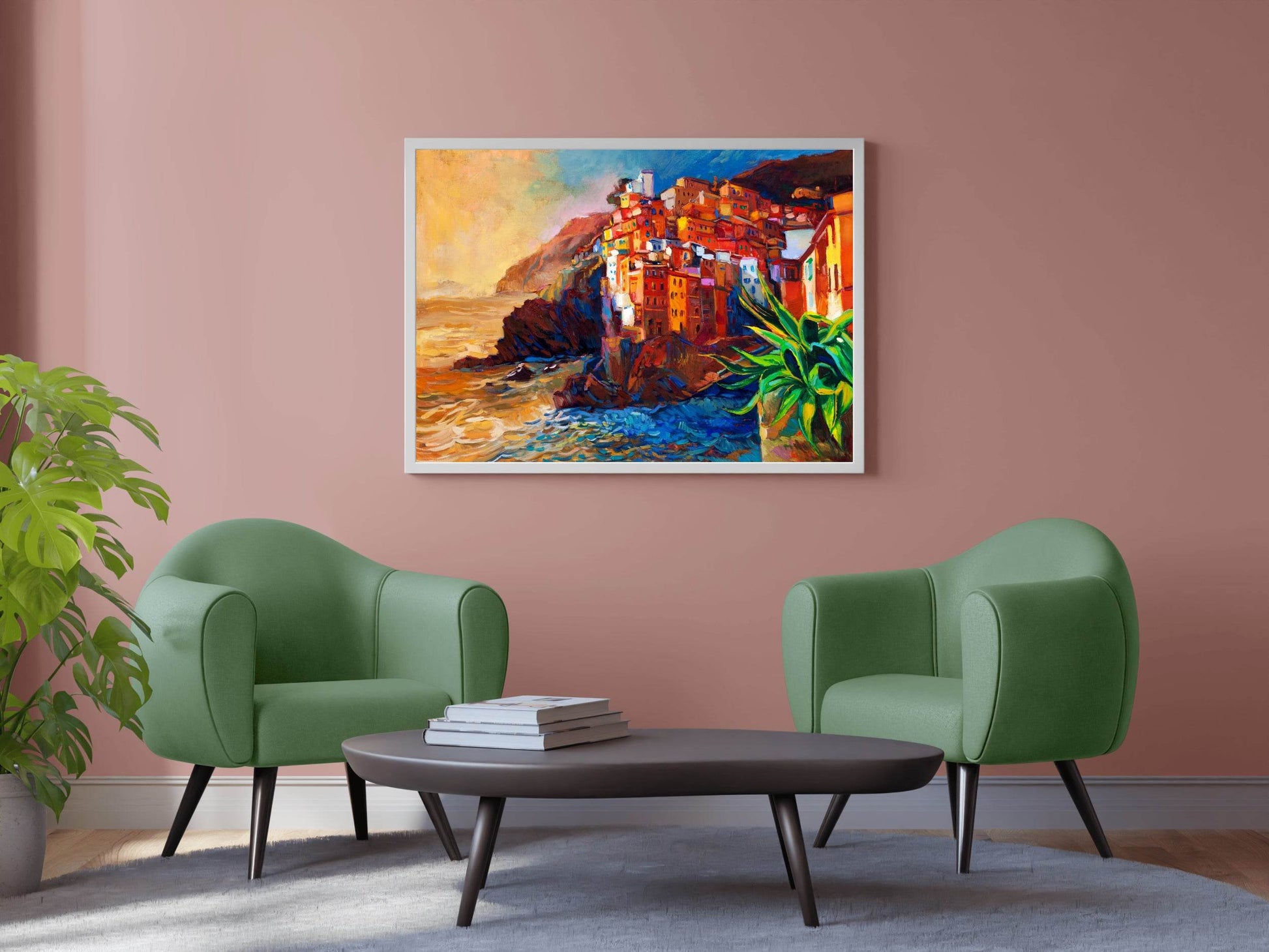 Watercolor Painting Of Coastal Buildings Wall Art - beink online art store