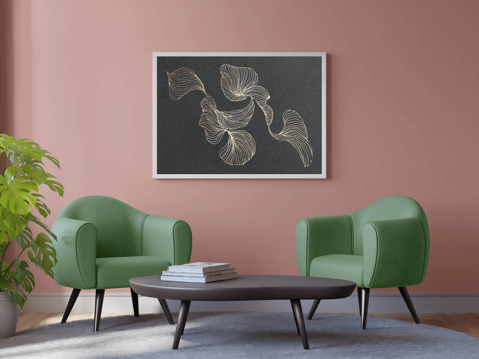 Golden Swirl Lines Design Wall Art - beink online art store