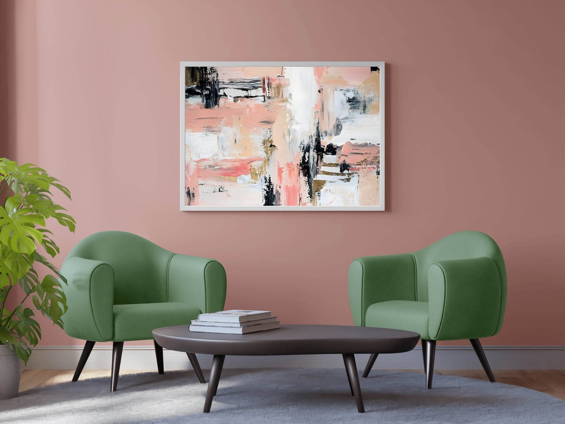 Peachy Keen- Oil Paint Brush Strokes Wall Art - beink online art store