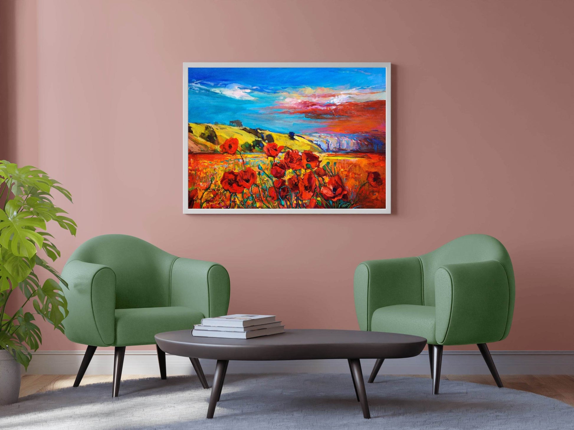 Watercolor Painting Of Poppy Field - beink online art store