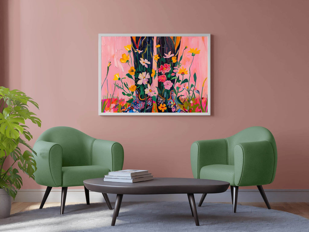 Cowboy Boots in Beautiful Blooms Wall Art - beink online art store