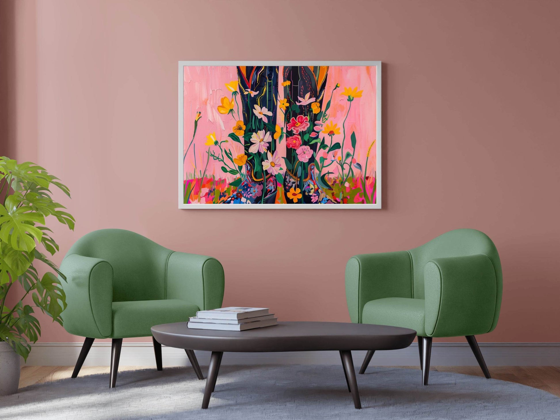 Cowboy Boots in Beautiful Blooms Wall Art - beink online art store