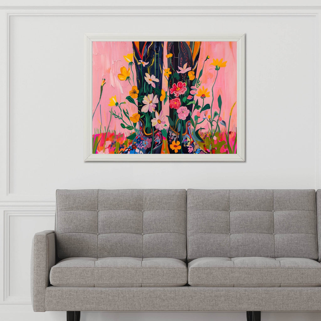 Cowboy Boots in Beautiful Blooms Wall Art - beink online art store