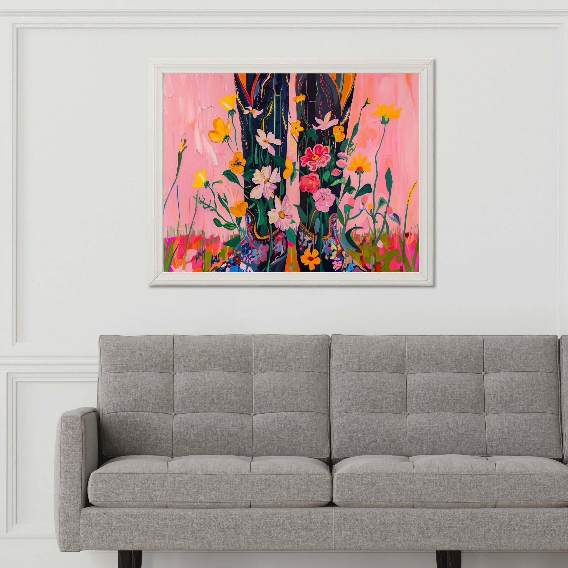 Cowboy Boots in Beautiful Blooms Wall Art - beink online art store