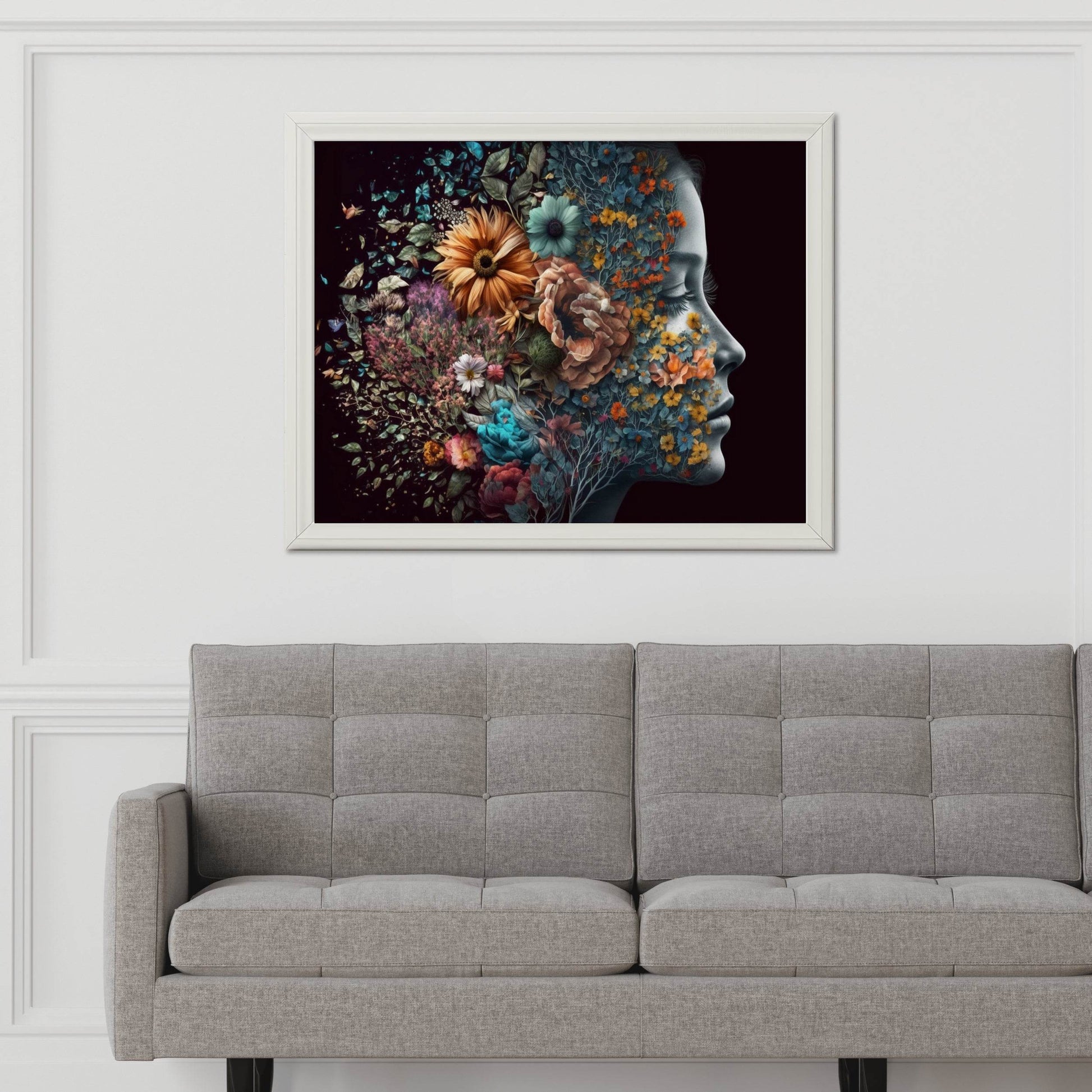 Women Face With Flowers Digital Art - beink online art store