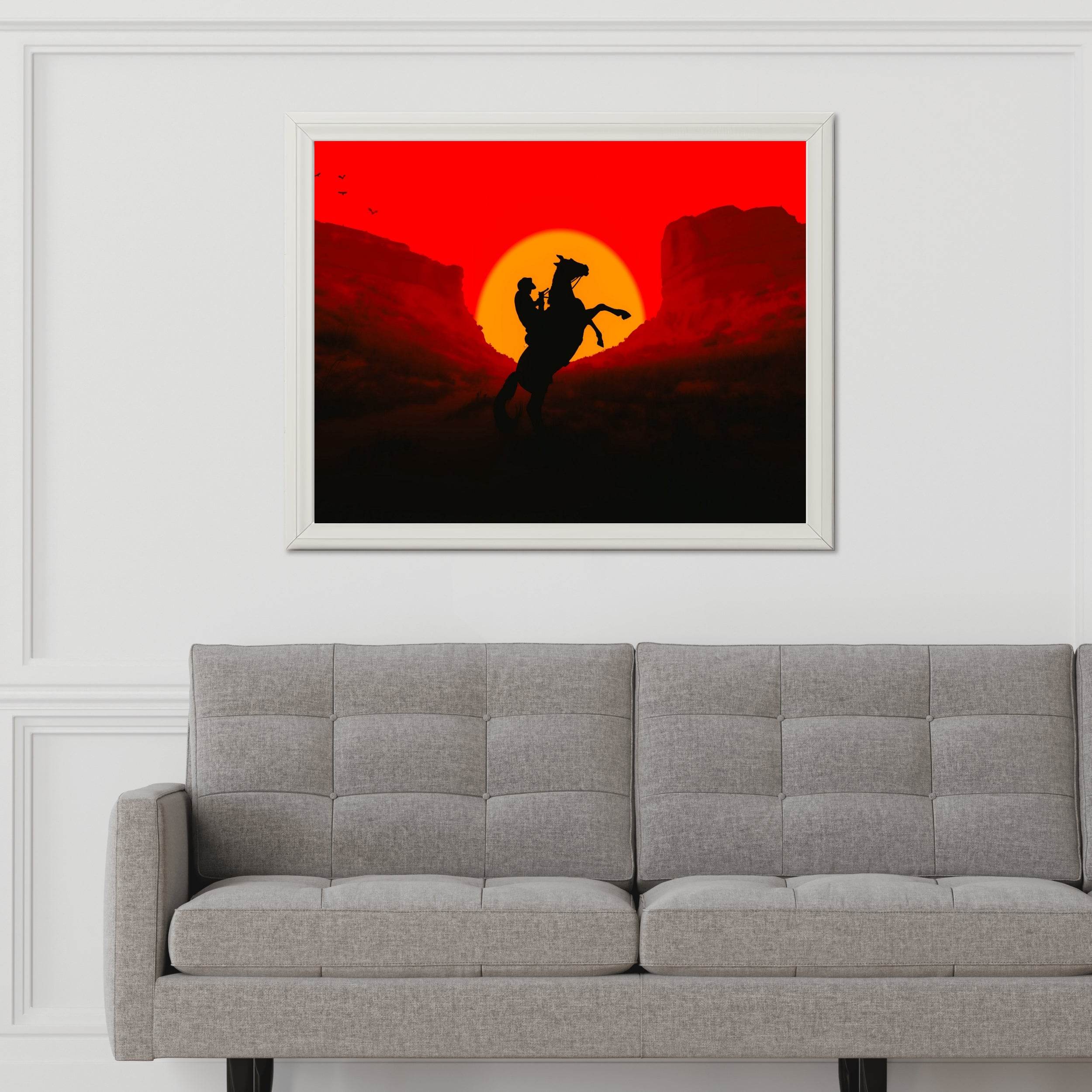 Red Dead Redemption Sunset Gaming Wall Art - beink online art store