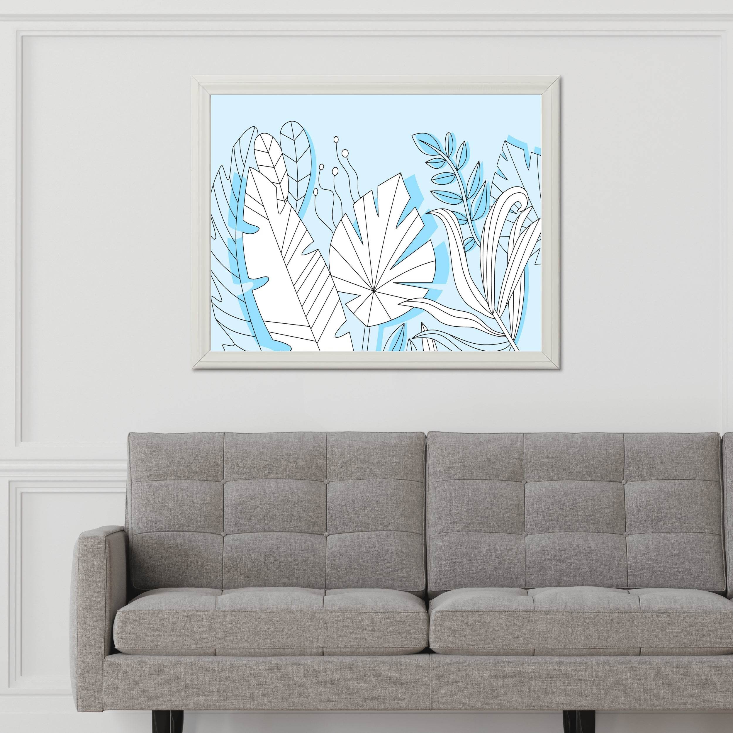 Blue Tropical Leaves Wall Art - beink online art store