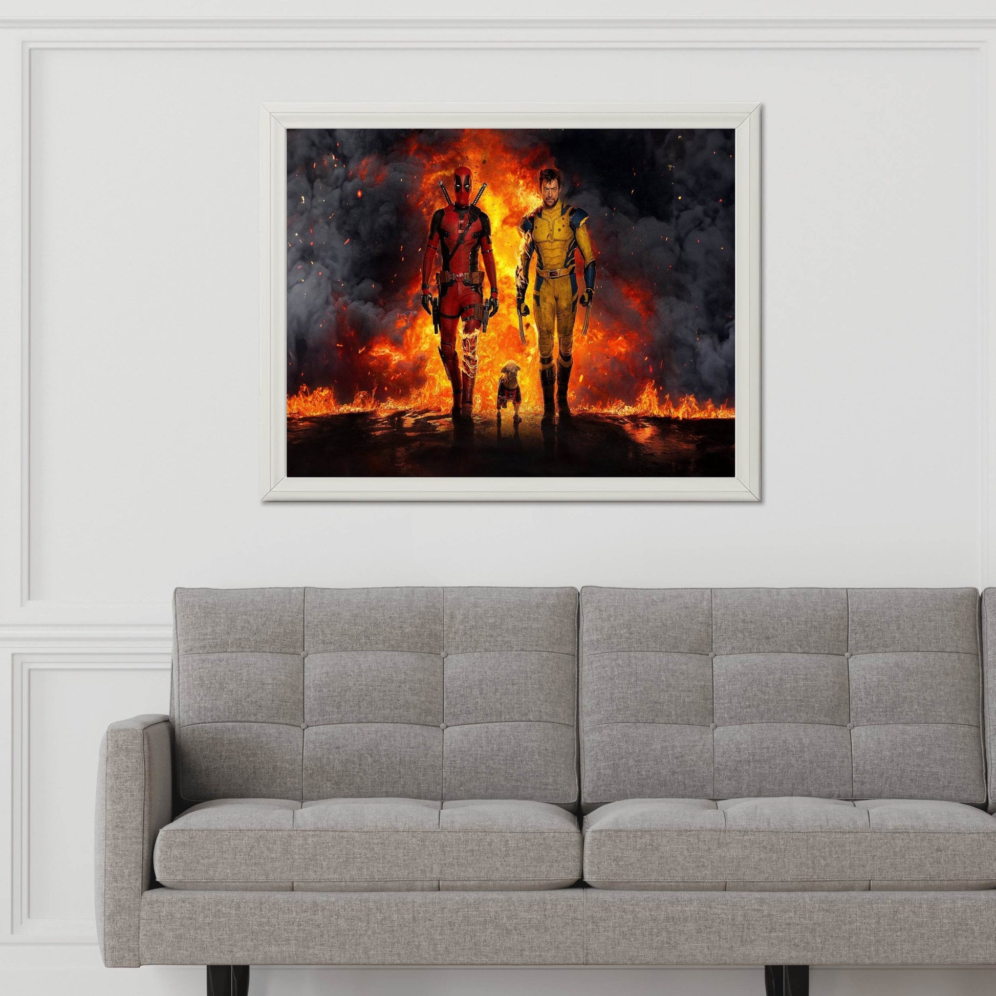 deadpool & wolverine with fire background Wall Art - beink online art store
