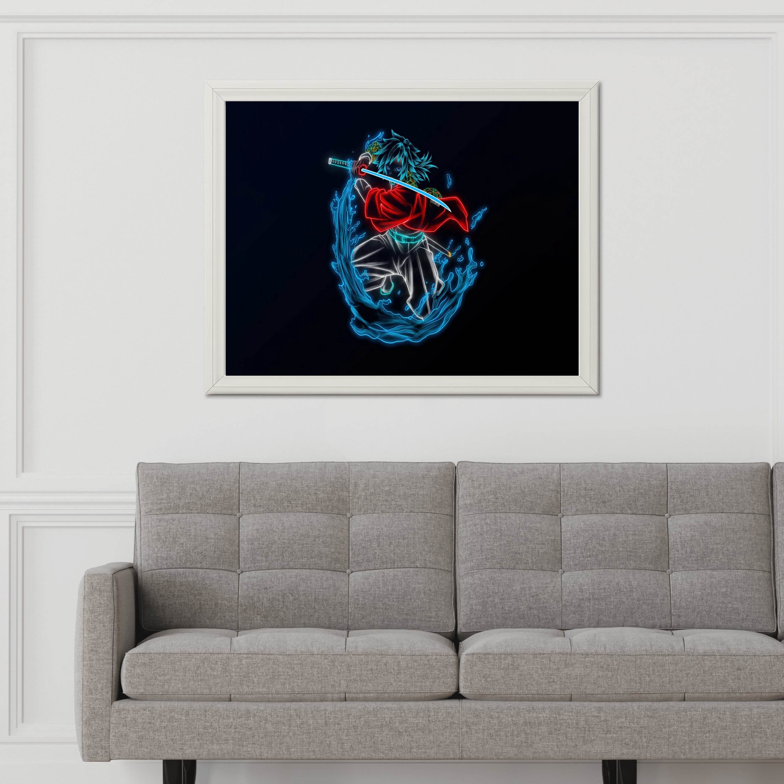 Neon Giyu Tomioka Anime Wall Art - beink online art store