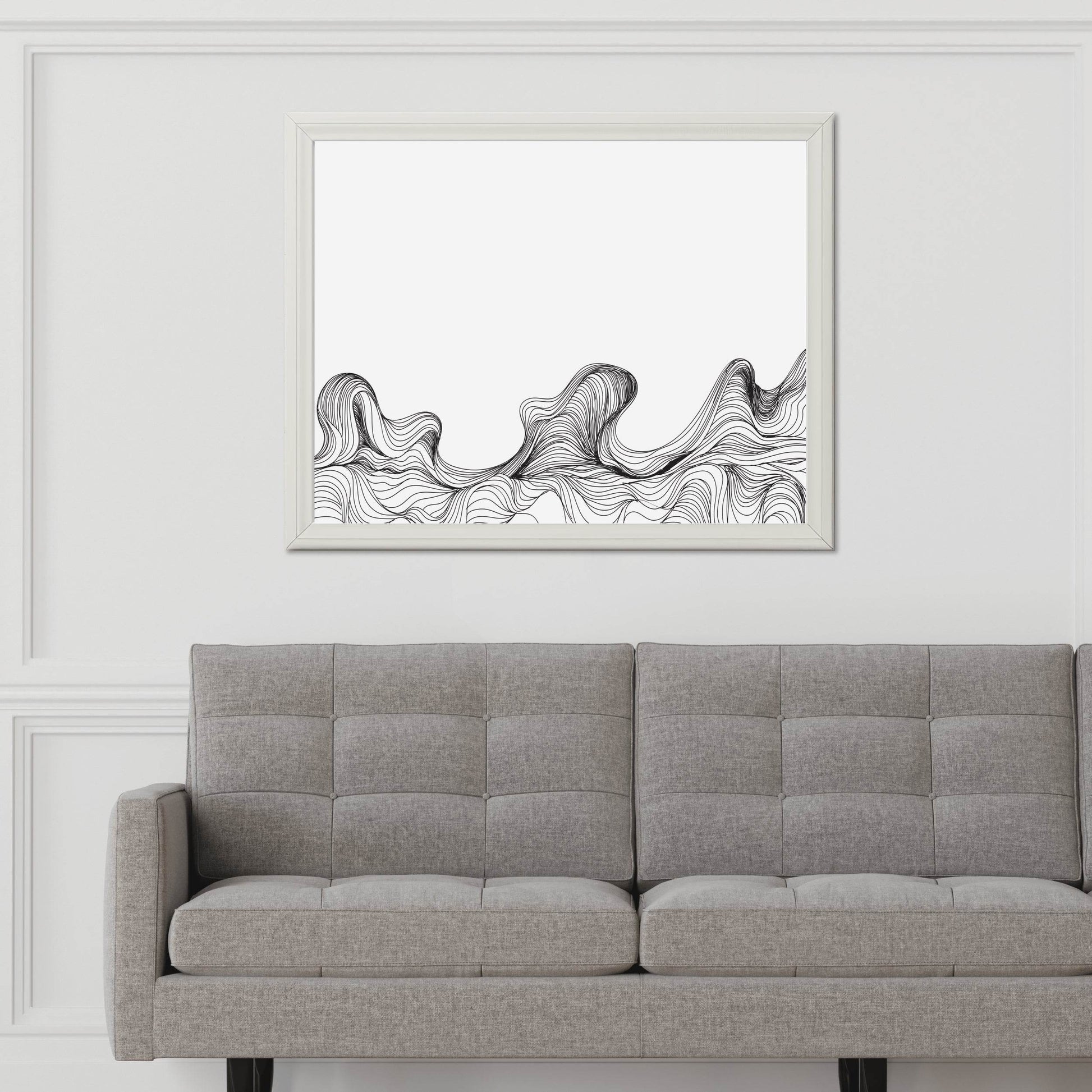 Handdrawn Thin Waves Abstract Wall Art - beink online art store