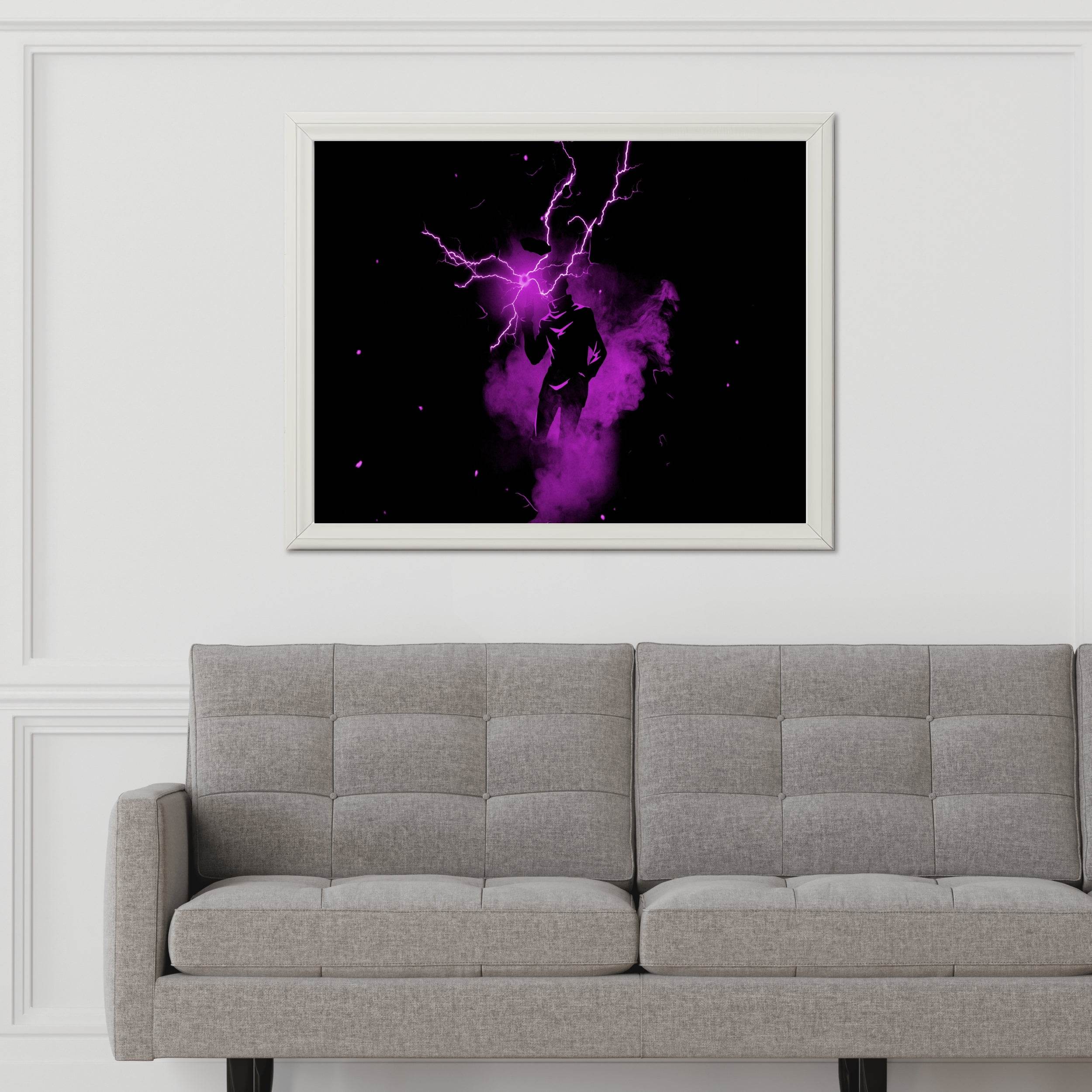 Black And Dark Satoru Gojo Lightning Anime Wall Art - beink online art store