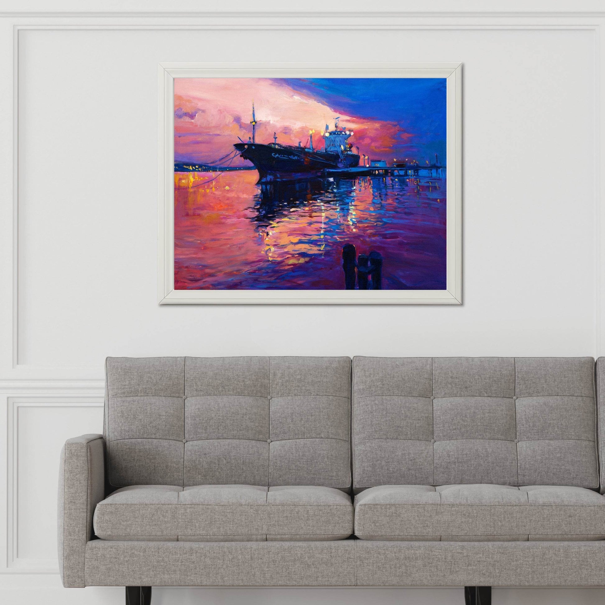 Watercolor Painting Of Ship in Port Wall Art - beink online art store