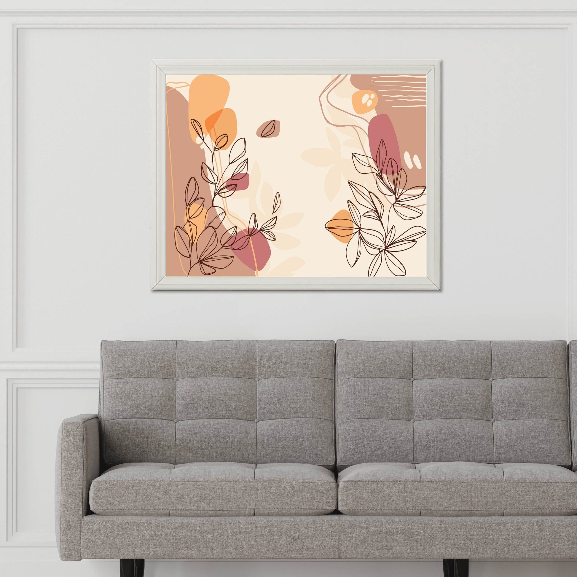 African Daisy Flower Branch Wall Art - beink online art store