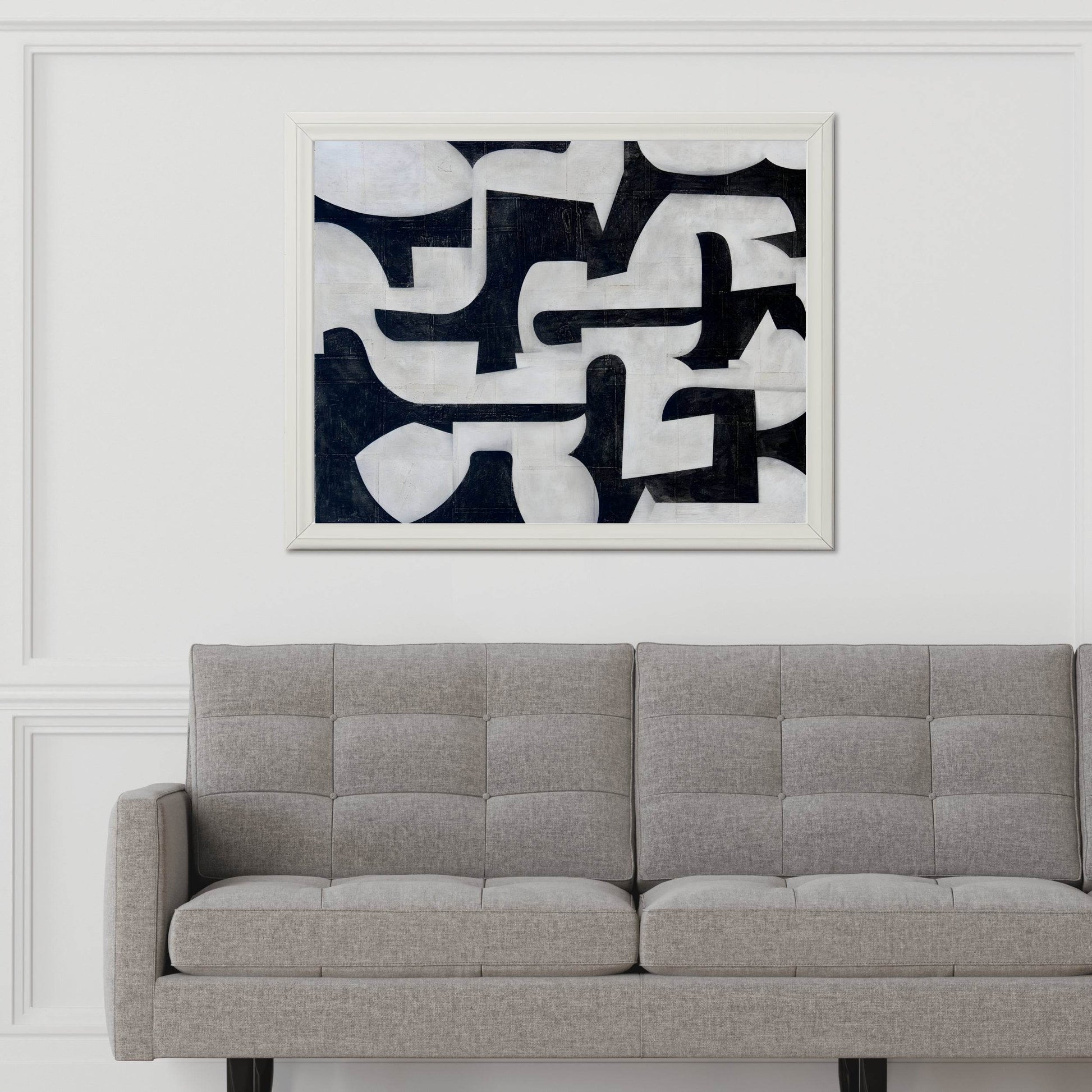 Black and White Interlocking Shapes Wall Art - beink online art store