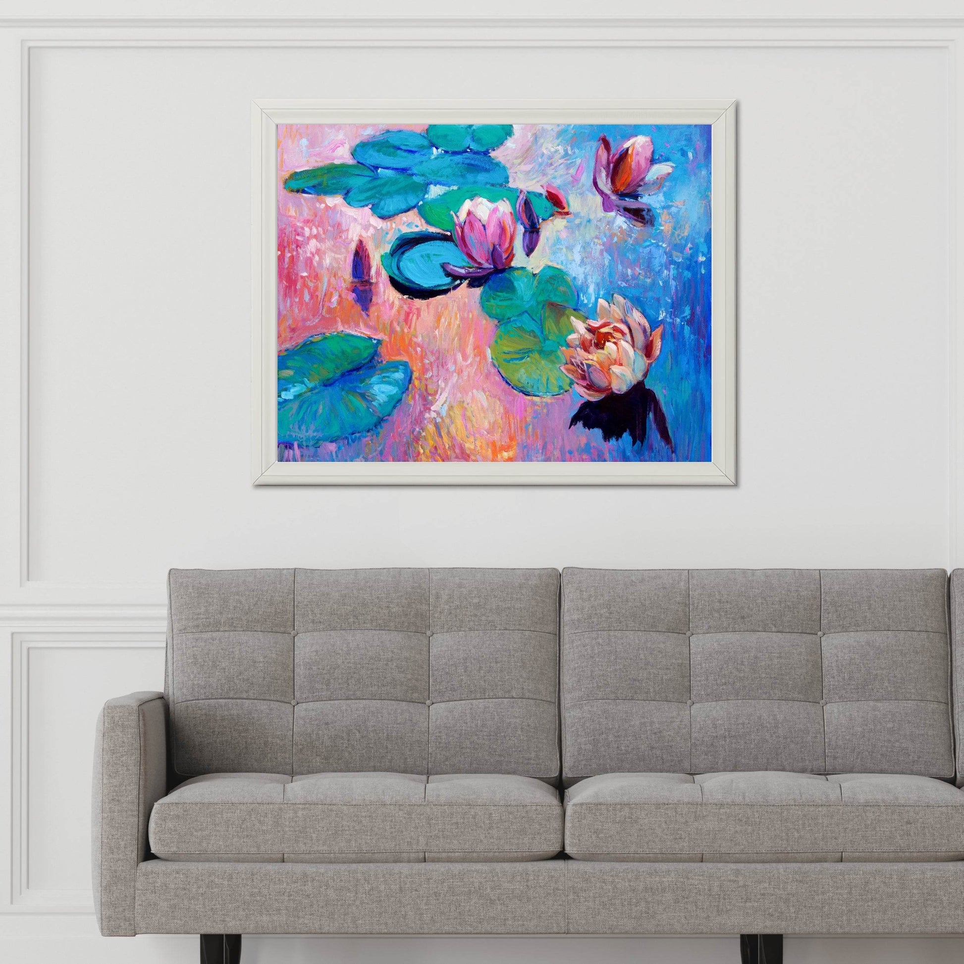Watercolor Painting Of Blue Lotus Wall Art - beink online art store
