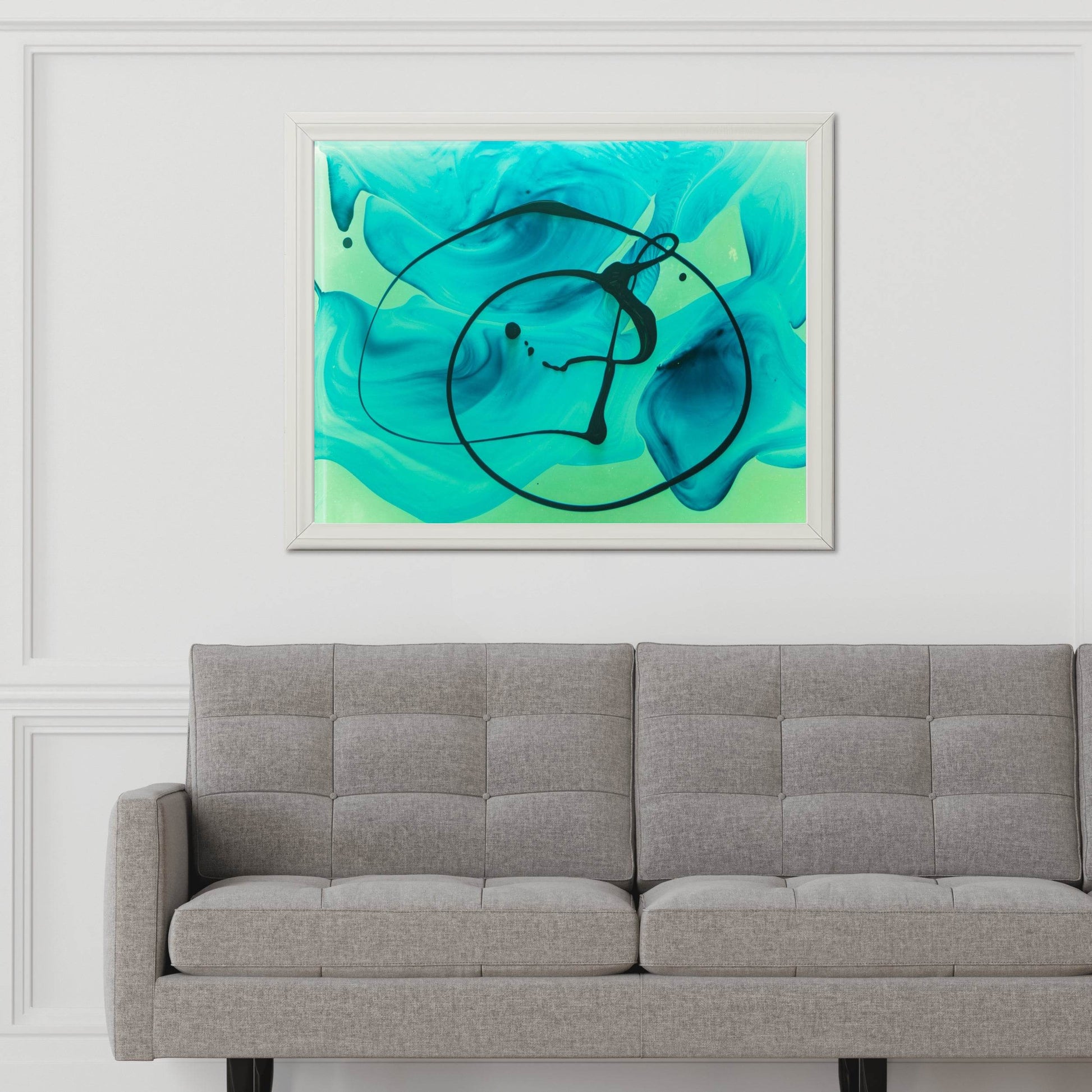 Cyan Oil Paint Abstract Wall Art - beink online art store