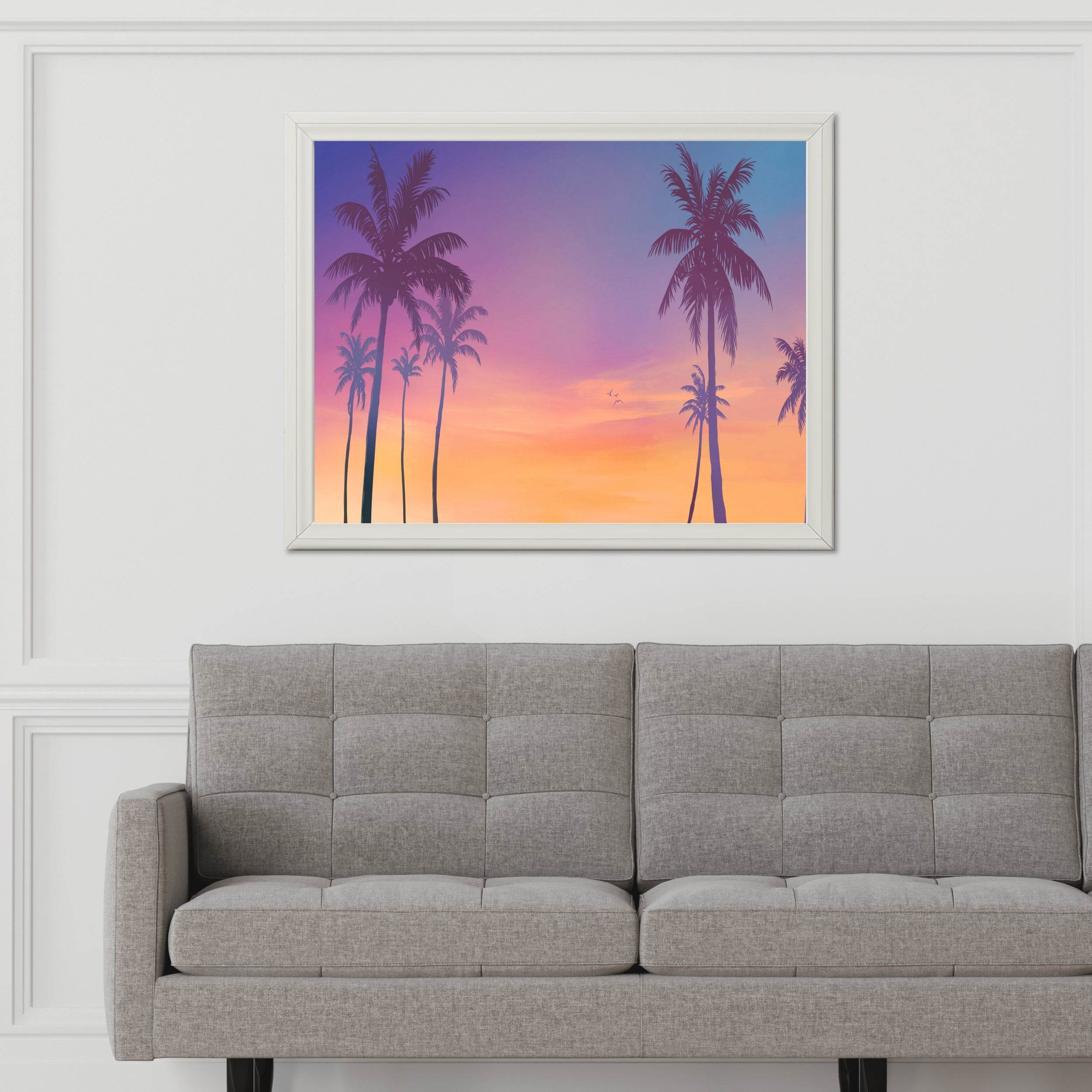 Palm Trees With Sunset Gaming Wall Art - beink online art store