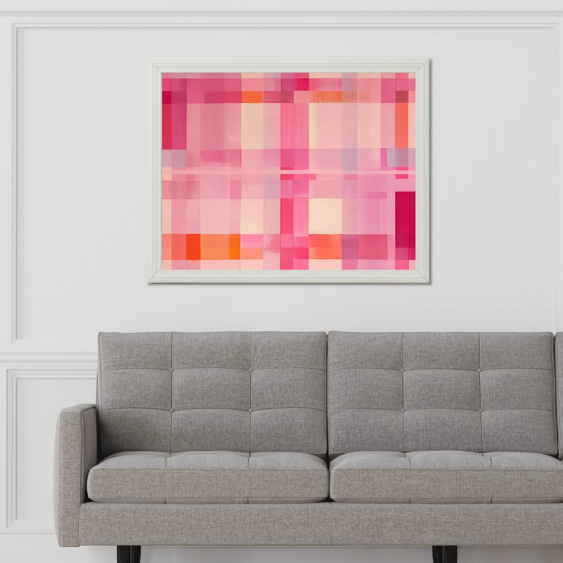 Grid of Squares in Shades of Pink and Orange - beink online art store