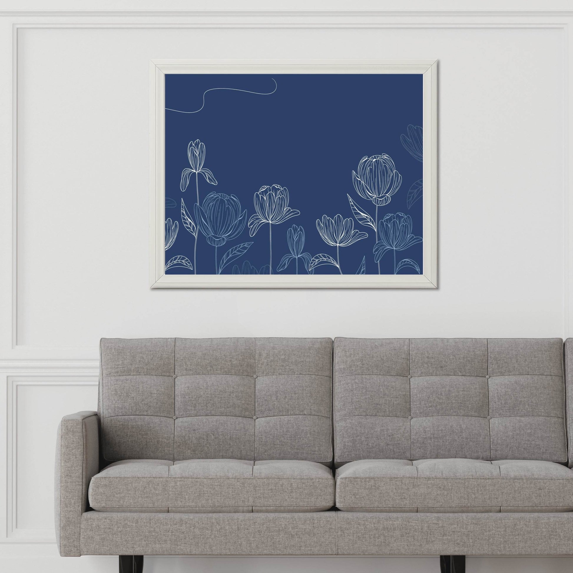 Aster Flowers With Blue Background Wall Art - beink online art store