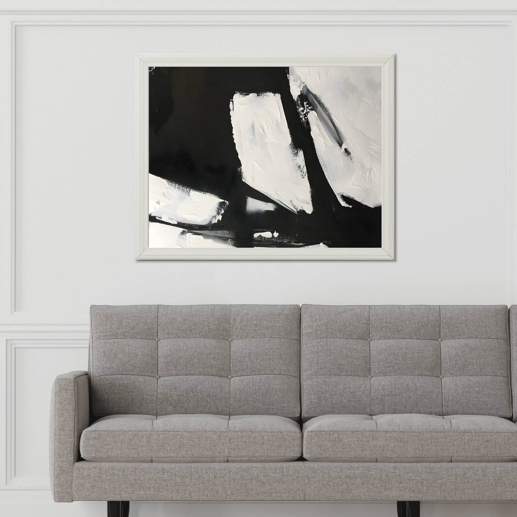 Black and White Paint Brush Strokes Wall Art - beink online art store