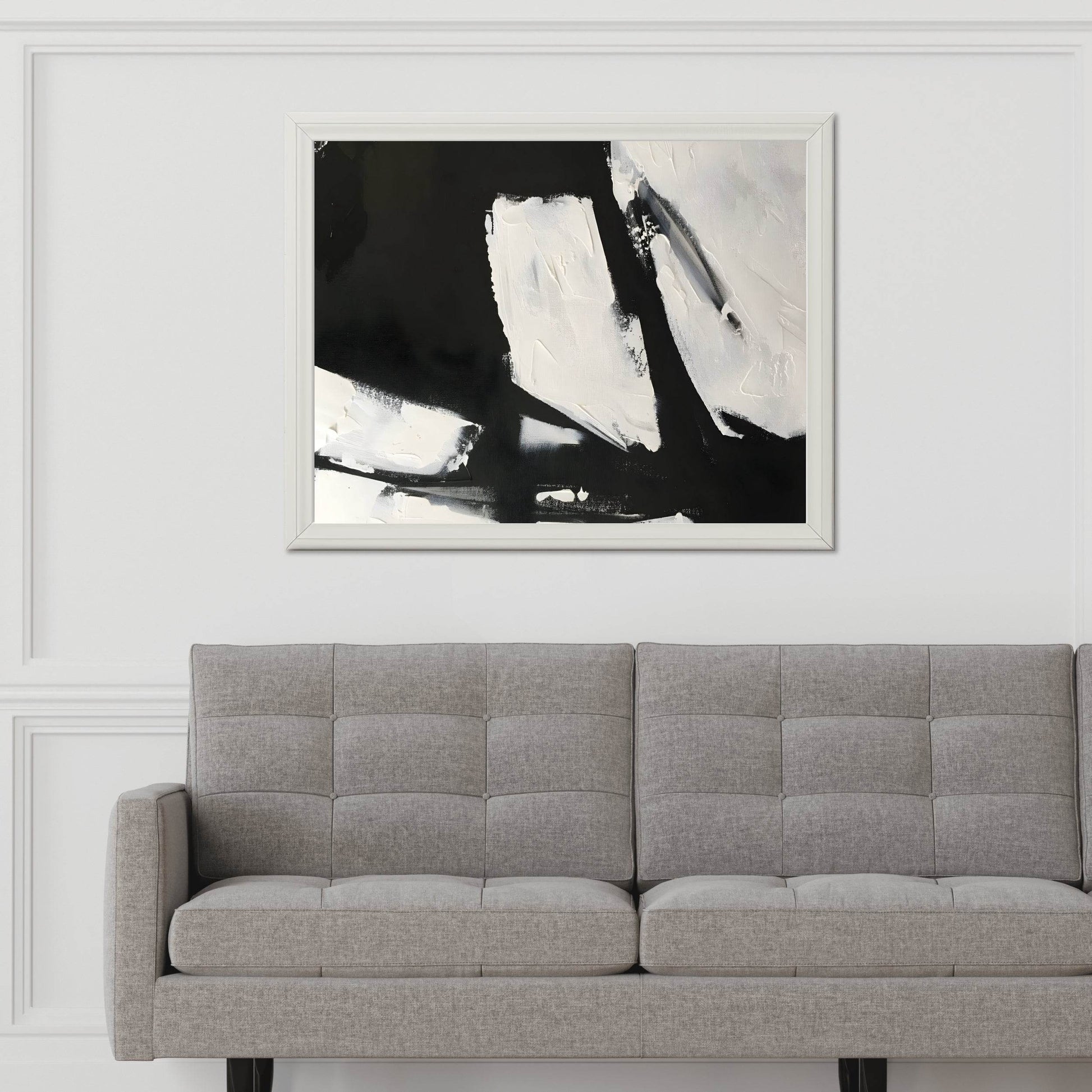 Black and White Paint Brush Strokes Wall Art - beink online art store