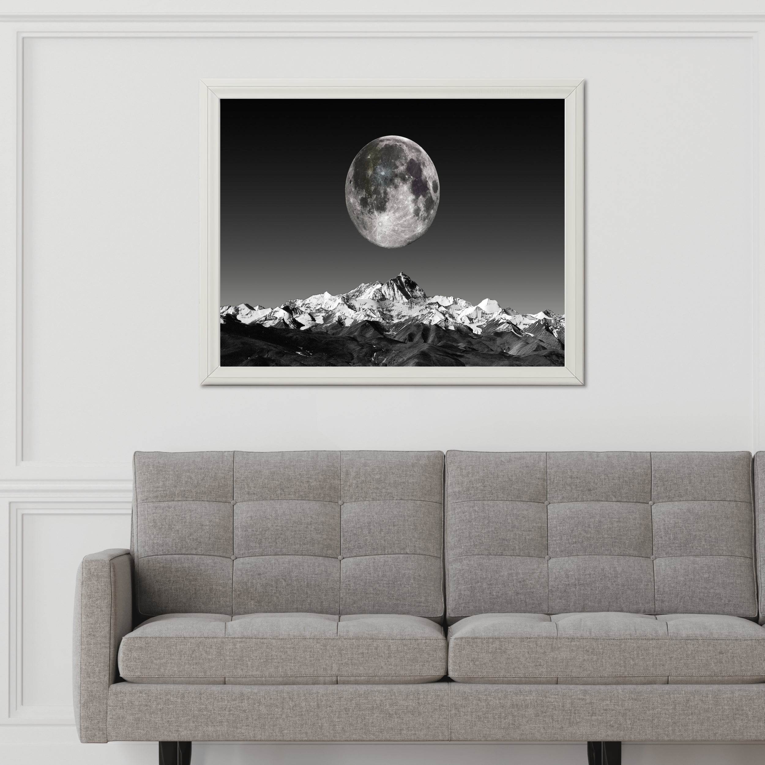 Full Moon Black & White Wall Art - beink online art store