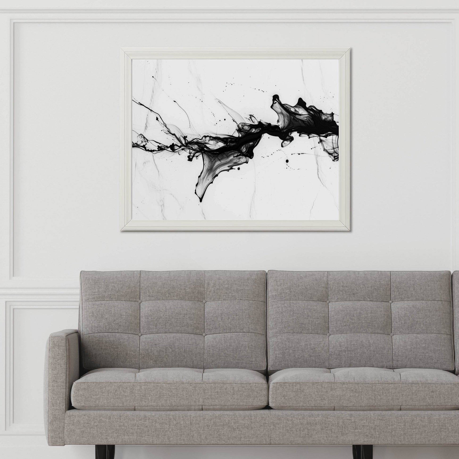 Black Fluid Ink Dance Modern Wall Art - beink online art store