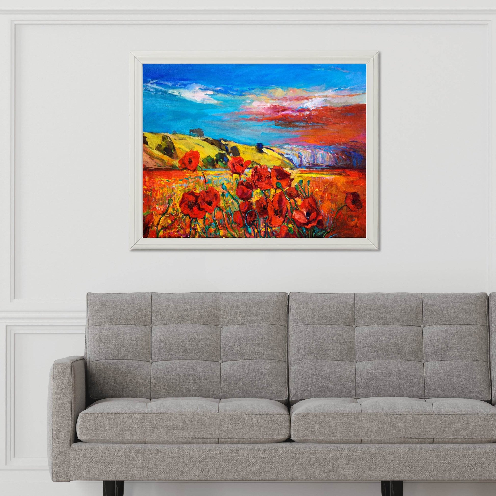Watercolor Painting Of Poppy Field - beink online art store