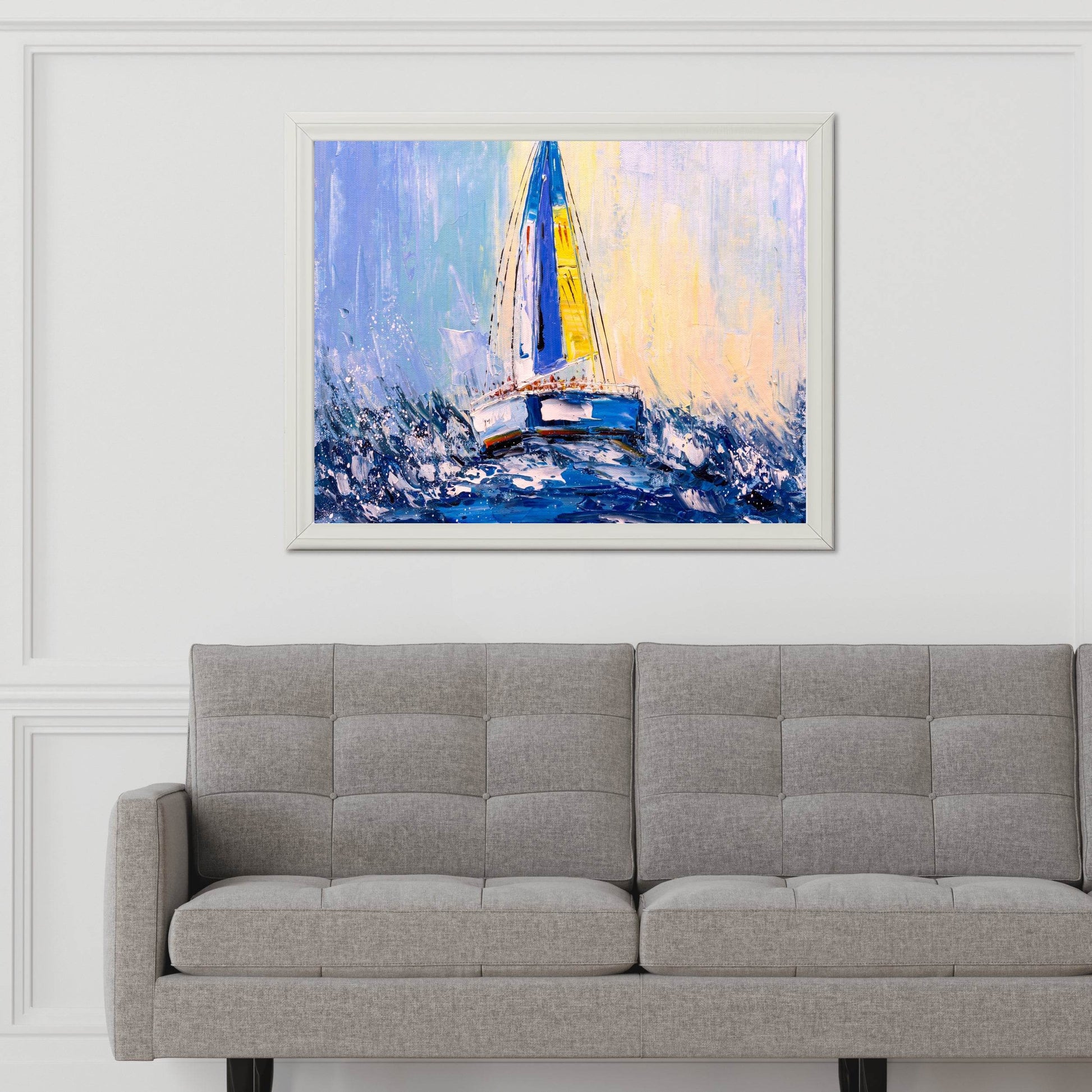 Watercolor Painting of Racing Boat Wall Art - beink online art store