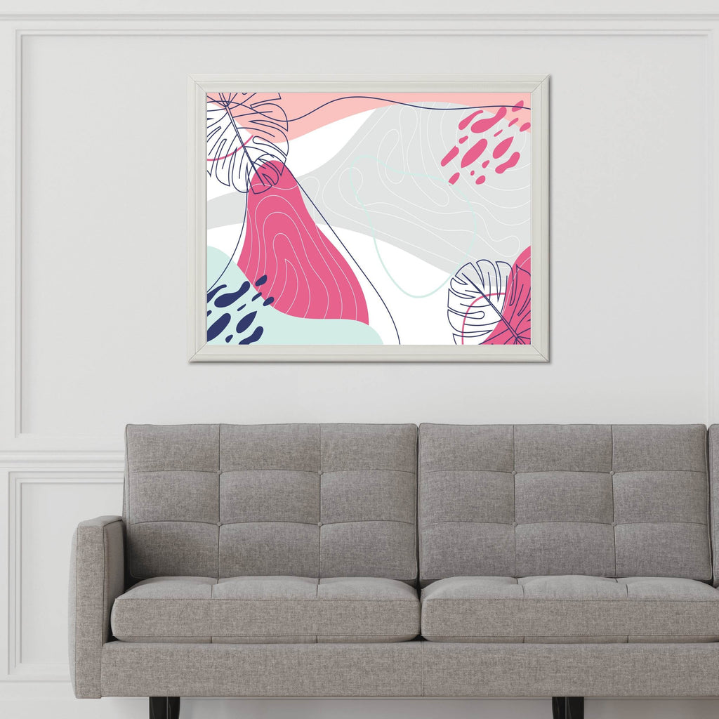 Monstera Deliciosa Flower With Pink Background Wll Art - beink online art store