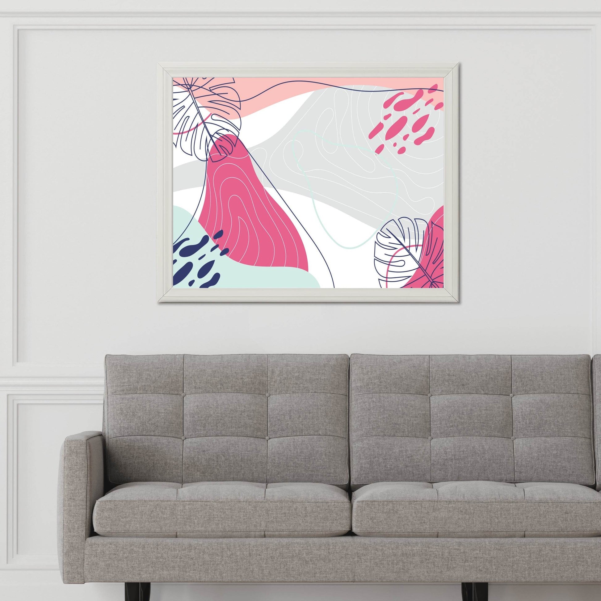 Monstera Deliciosa Flower With Pink Background Wll Art - beink online art store